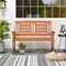 Outdoor Wooden Loveseat Bench with Slatted Seat and Inclined Backrest